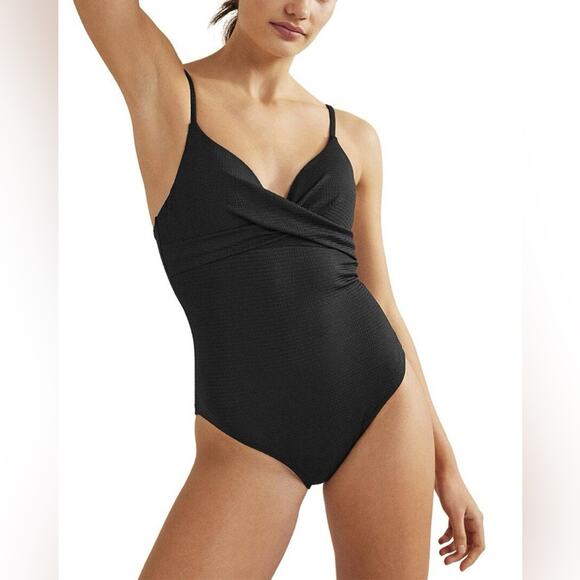 Boden 34C Capri Cup-Size One Piece Swimsuit black 0041 solid s0280 - Picture 1 of 11